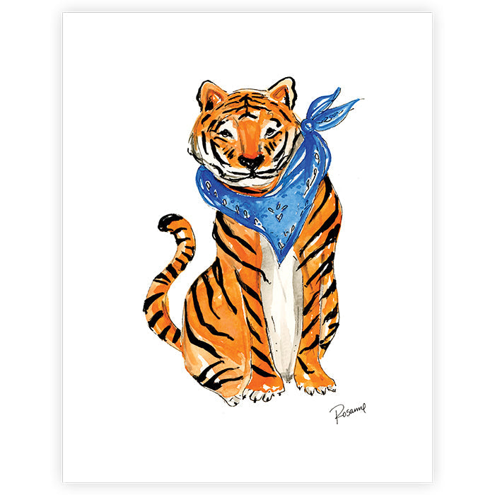 Orange & Blue Tiger Art Print