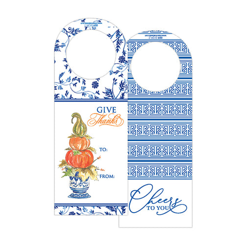 Give Thanks Pumpkin Topiary Wine Tag
