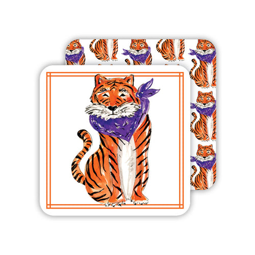 Orange & Purple Tiger Paper Coasters
