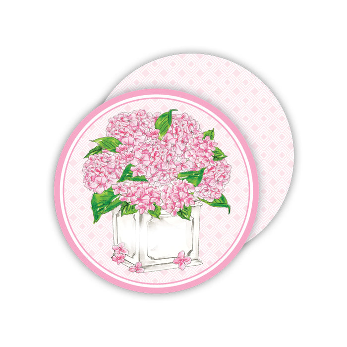 Pink Hydrangea Planter Paper Coasters