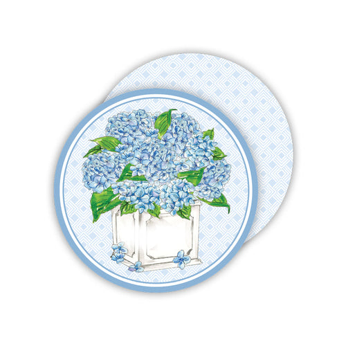 Blue Hydrangea Planter Paper Coasters