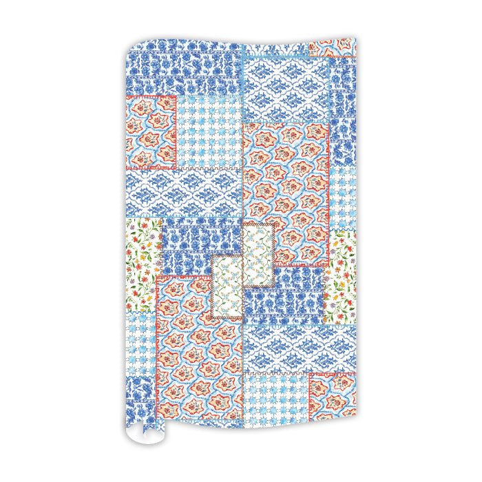 Blue Western Patchwork Gift Wrap