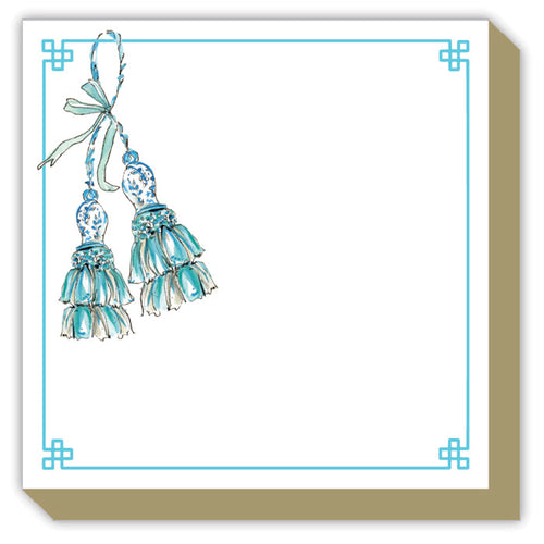 Turquoise Handpainted Tassels Luxe Notepad