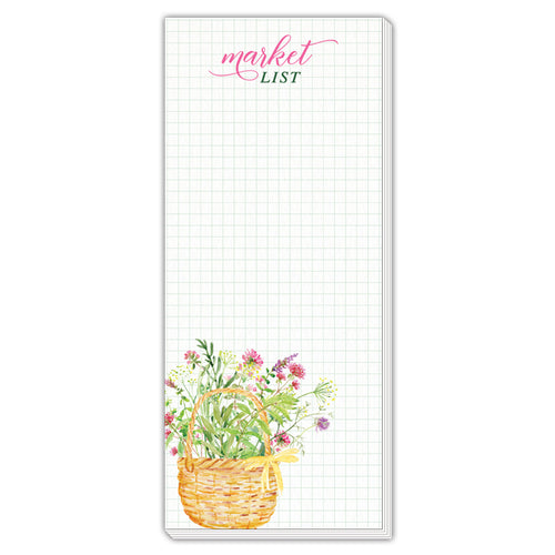 Market List Florals in Basket Skinny Notepad