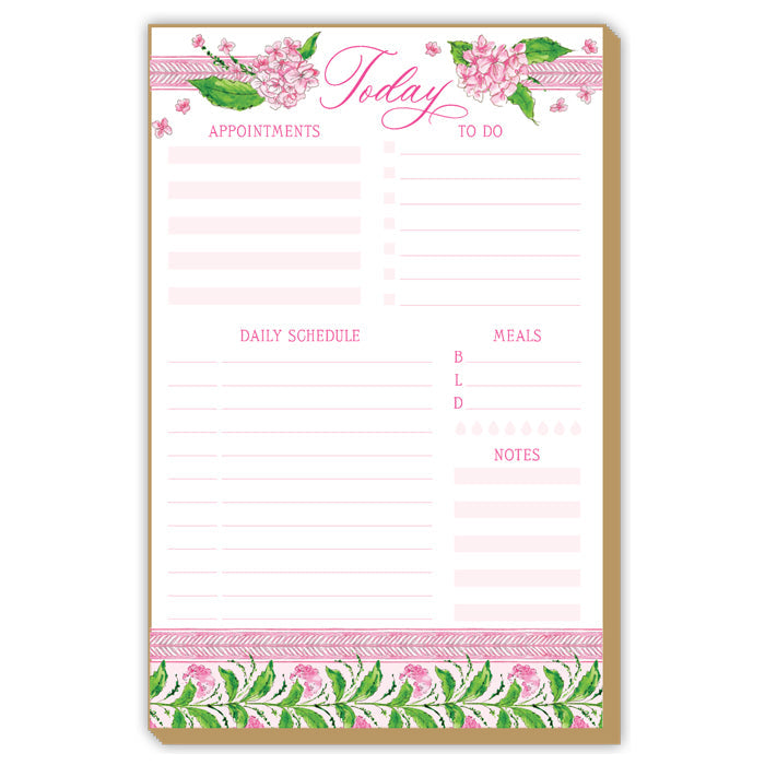 Daily Planner Pink Hydrangea Luxe Large Pad