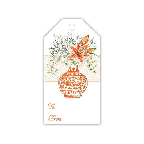 Floral Tangerine Vase Gift Tags