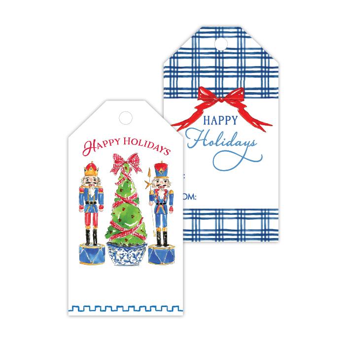 Happy Holidays Nutcracker Duo/Happy Holidays Blue Plaid Gift Tags