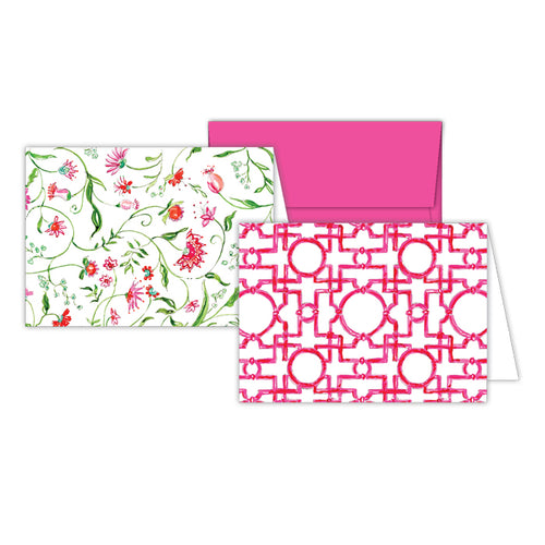 Asian Trellis - Pink Floral Stationery Notes