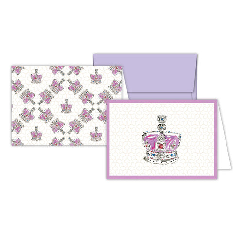 QEII Royal Crown & Crown Pattern Stationery Notes