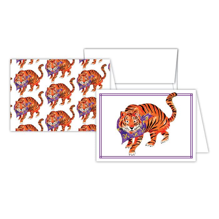 Purple & Gold Tiger Stationery Notes
