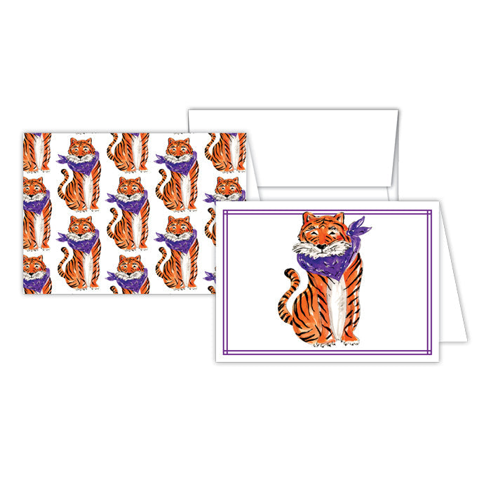 Orange & Purple Tiger Stationery Notes