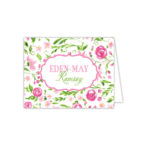 Pink Floral Folded Note