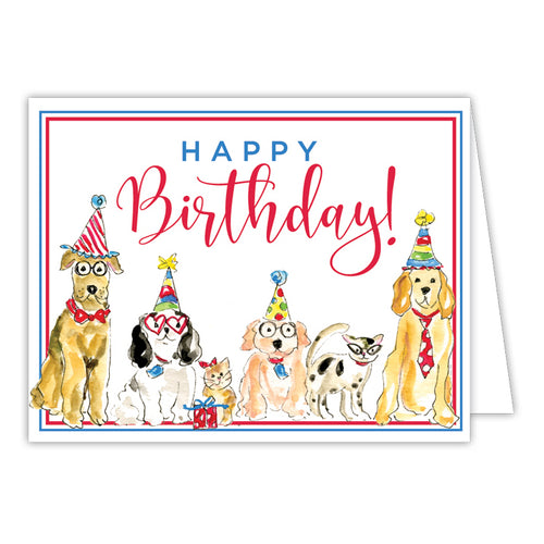 Happy Birthday Dog Party Folded Greeting Card