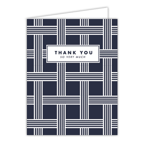 Thank You So Very Much Basketweave Folded Greeting Card