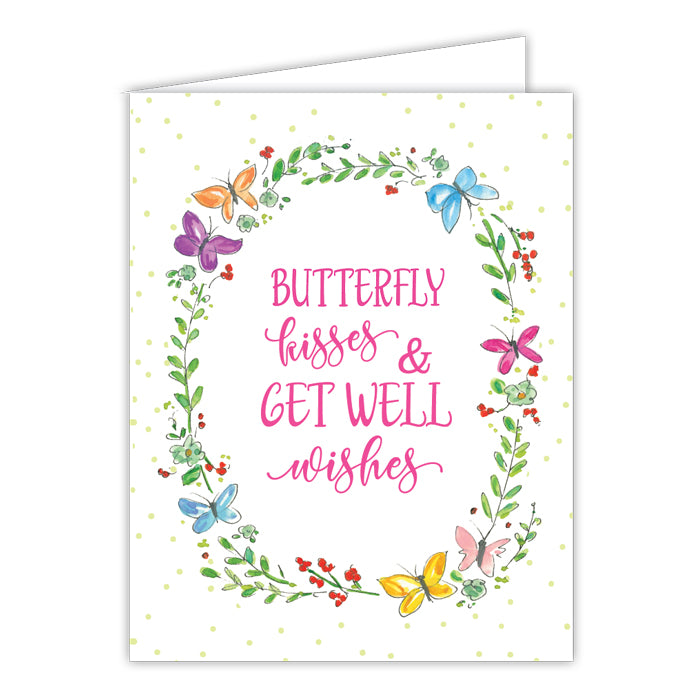 Butterfly Kisses & Get Well Wishes Small Folded Greeting Card