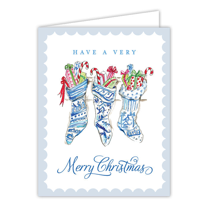 Chinoiserie Stockings Greeting Card RosanneBECK Collections