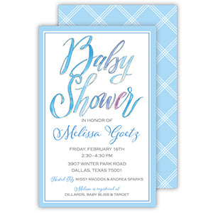Baby Shower Blue Large Flat Invitation