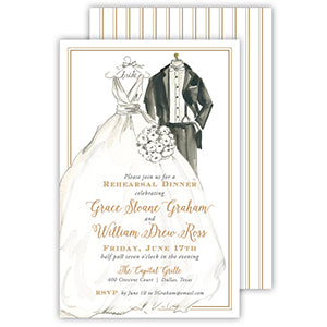Handpainted Bride and Groom Large Flat Invitation