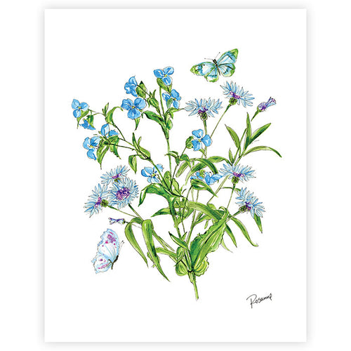 Blue Botanical Art Print II