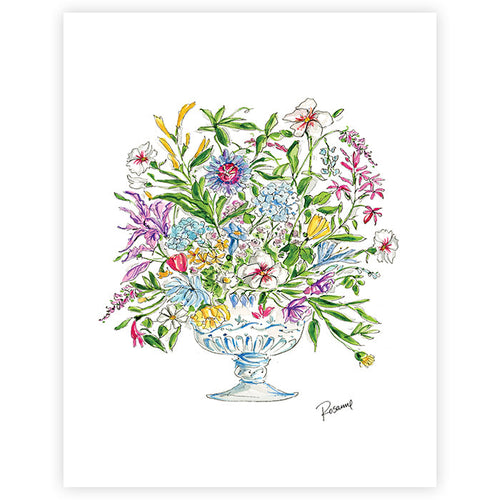Blue Botanical Vase Art Print