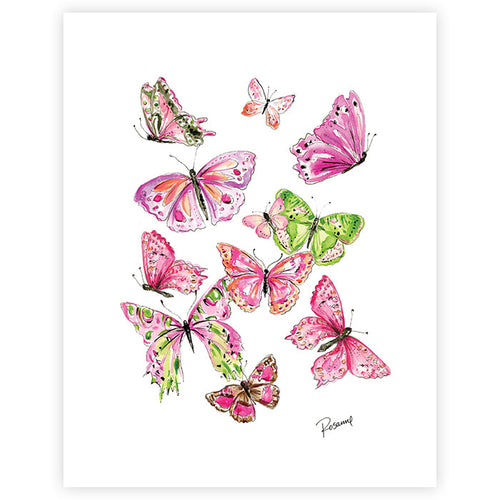 Pink Botanical Butterflies Art Print