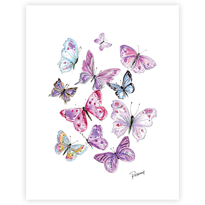 Lavender Botanical Butterflies Art Print