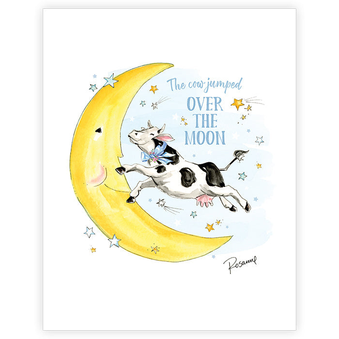 Hand Painted The Cow Jumped Over The Moon Art Print