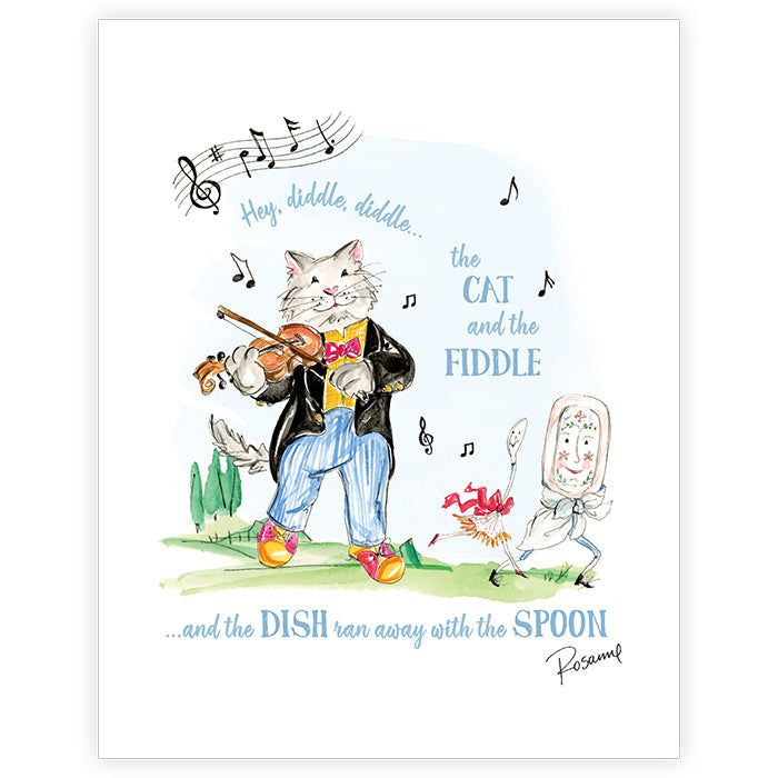 Hand Painted The Cat And The Fiddle Art Print