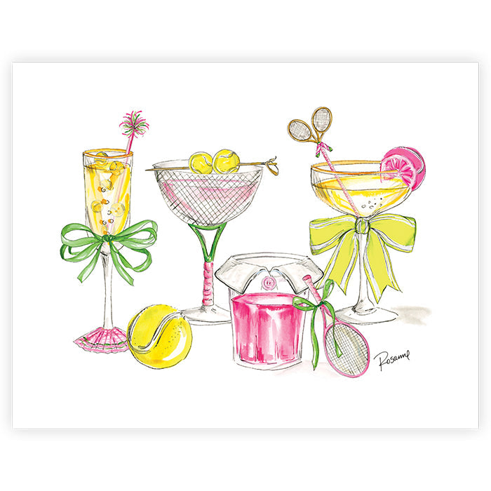 Hand Painted Tennis Cocktail Art Print
