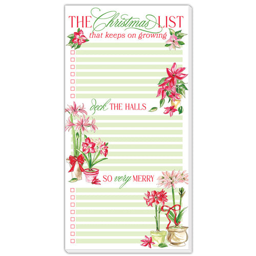 The Christmas List Poinsettias Red and Green Oversized Pad