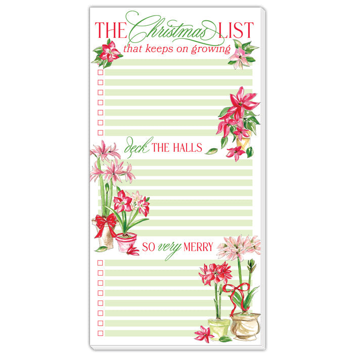 The Christmas List Poinsettias Red and Green Oversized Pad