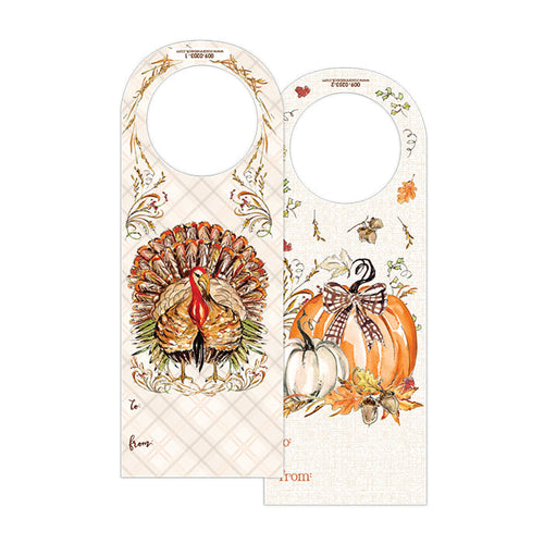 Festive Turkey And Gourd Wine Tag