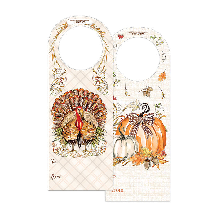 Festive Turkey And Gourd Wine Tag