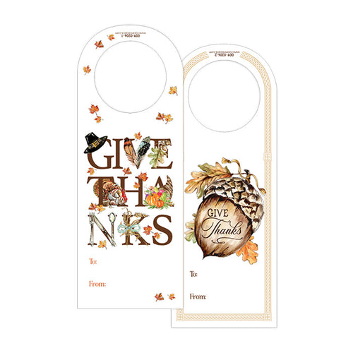 Festive Give Thanks Wine Tag