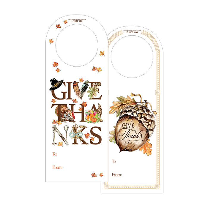 Festive Give Thanks Wine Tag