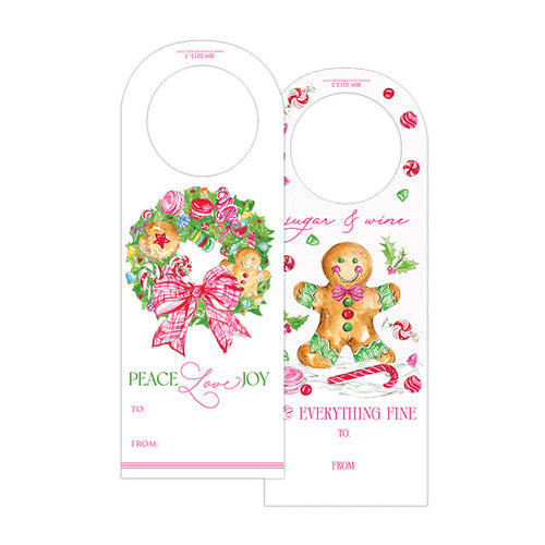 Pink Gingerbread Man with Candy Wine Tag