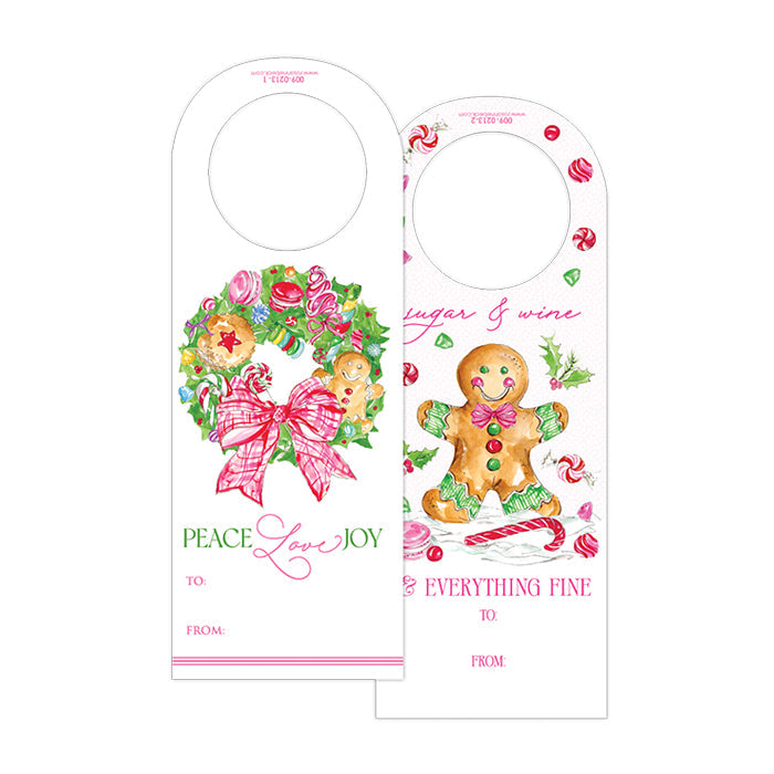 Pink Gingerbread Man with Candy Wine Tag
