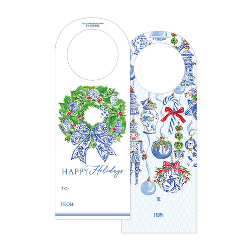 Blue Chinoiserie Ornament Hanging Pattern Wine Tag