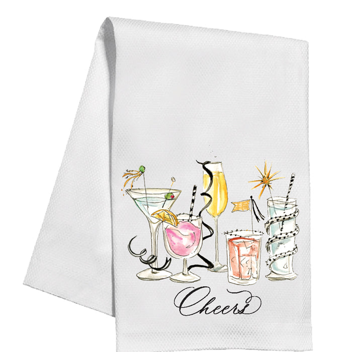 Cheers Festive Cocktails Kitchen Towel