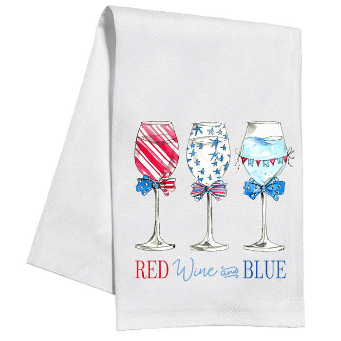 Red Wine & Blue Patriotic Kitchen Towel