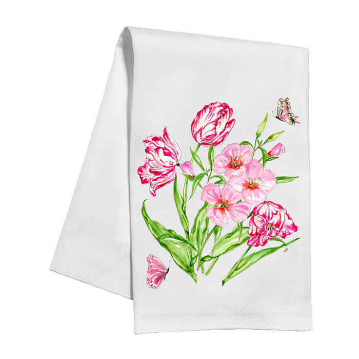 Pink Botanical Kitchen Towel I
