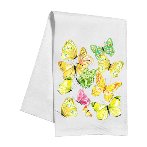 Green Botanical Butterflies Kitchen Towel