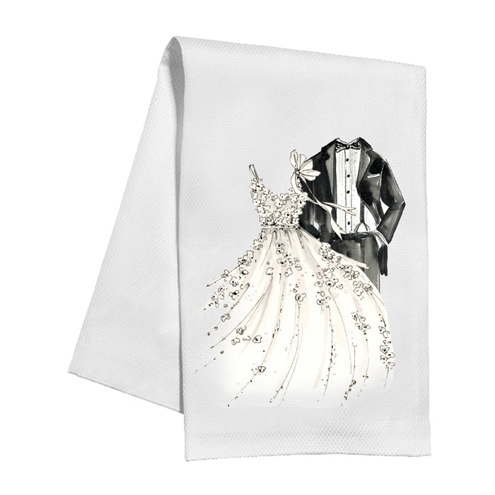 Hand Painted Wedding Attire Kitchen Towel