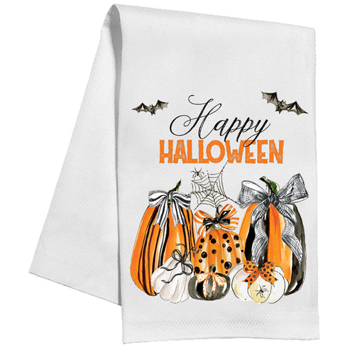 Orange & Black Pattern Pumpkins Kitchen Towel