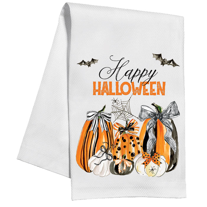 Orange & Black Pattern Pumpkins Kitchen Towel