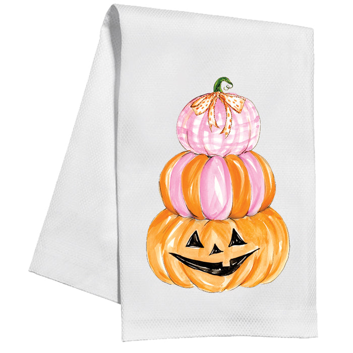 Pink Pumpkin Stack Kitchen Towel