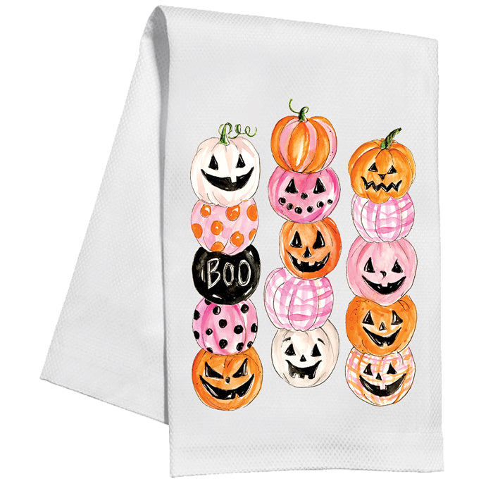 Black, Pink & Orange Pumpkins Kitchen Towel