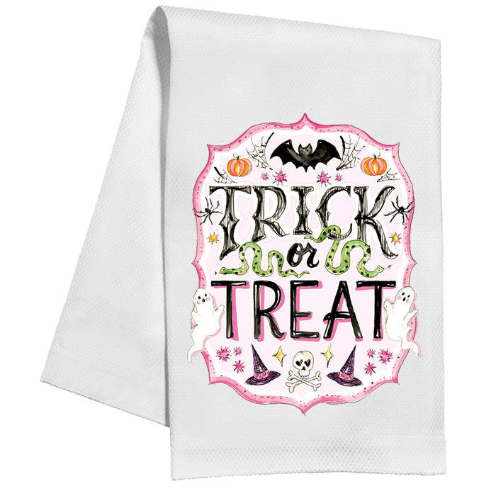 Pink Trick-Or-Treat Kitchen Towel