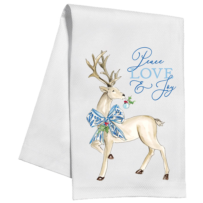 Peace Love & Joy Deer Kitchen Towel