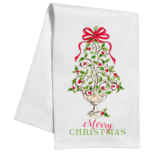 Holly Tree & Bow Kitchen Towel